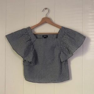 Black gingham crop top